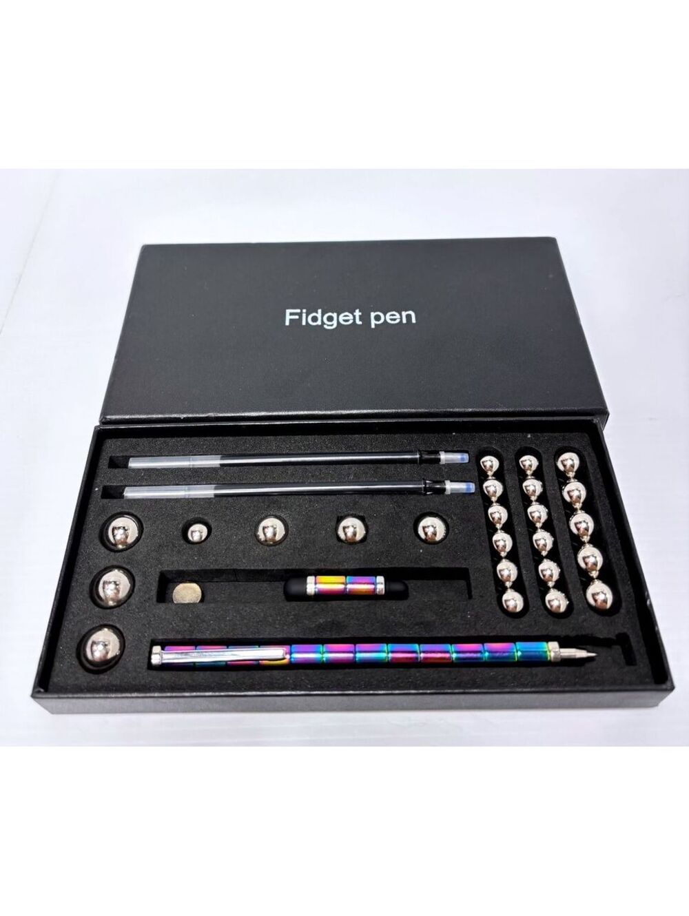 Fidget Pen Set Magnetic -Balls & Rainbow-Colored Pen for Stress Relief GUC